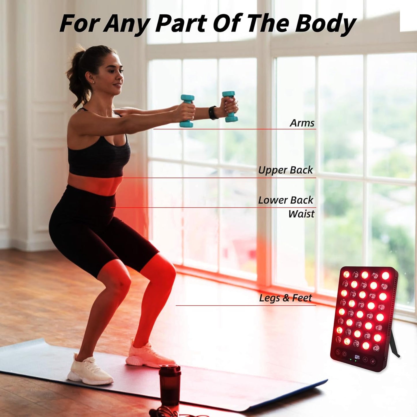 High-Power 200W Red Light Therapy Panel for Pain Relief & Skin Care - Dual 660Nm & 850Nm Infrared - Reduce Inflammation, Enhance Sleep, Built-in Timer