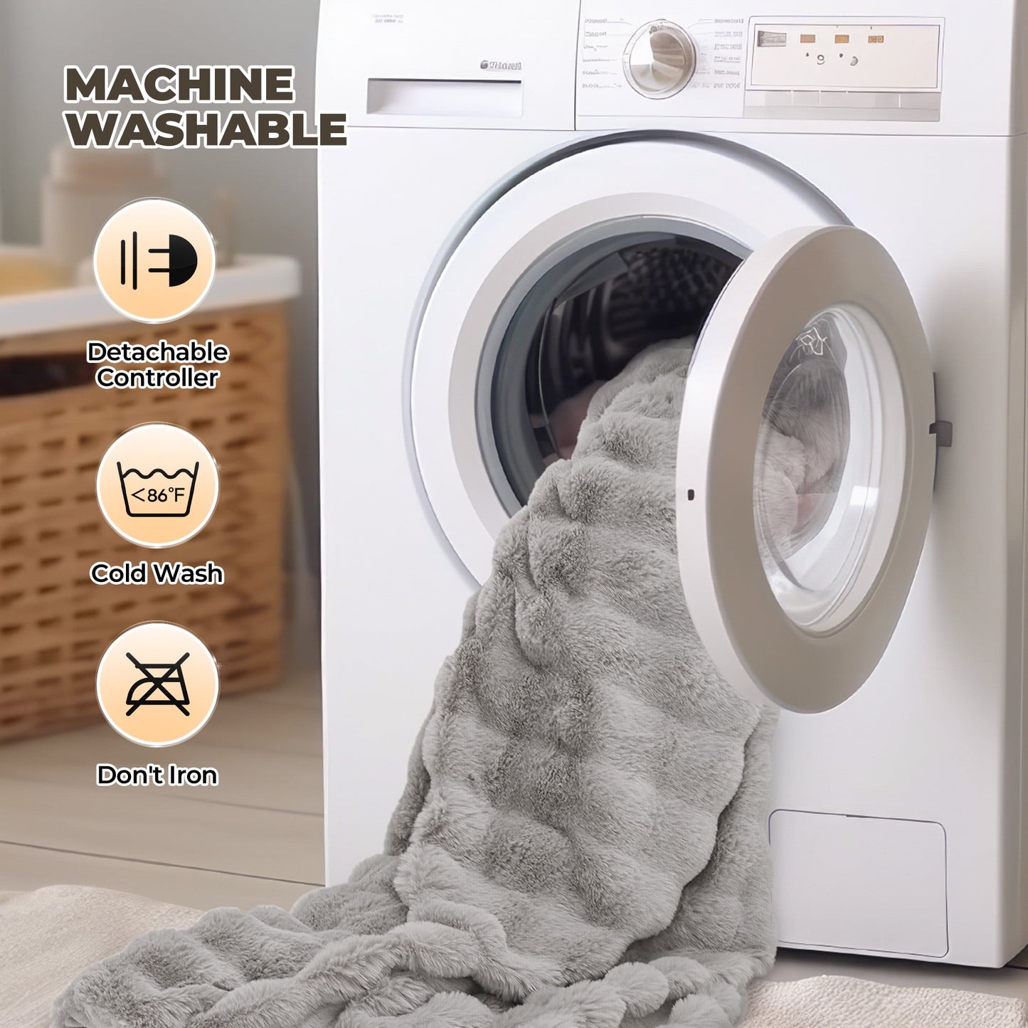 Indulge in Comfort with the MARNUR Electric Heated Throw Blanket - 50" x 60", Plush Faux Fur, 6 Adjustable Heat Levels & 4-Hour Timer in Elegant Gray