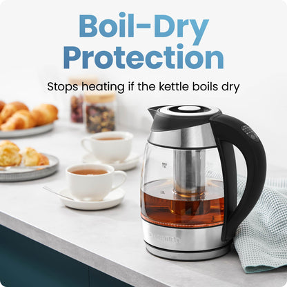Elevate Your Brewing Experience with the 1.8L Electric Glass Kettle Featuring Temperature Control and Removable Tea Infuser
