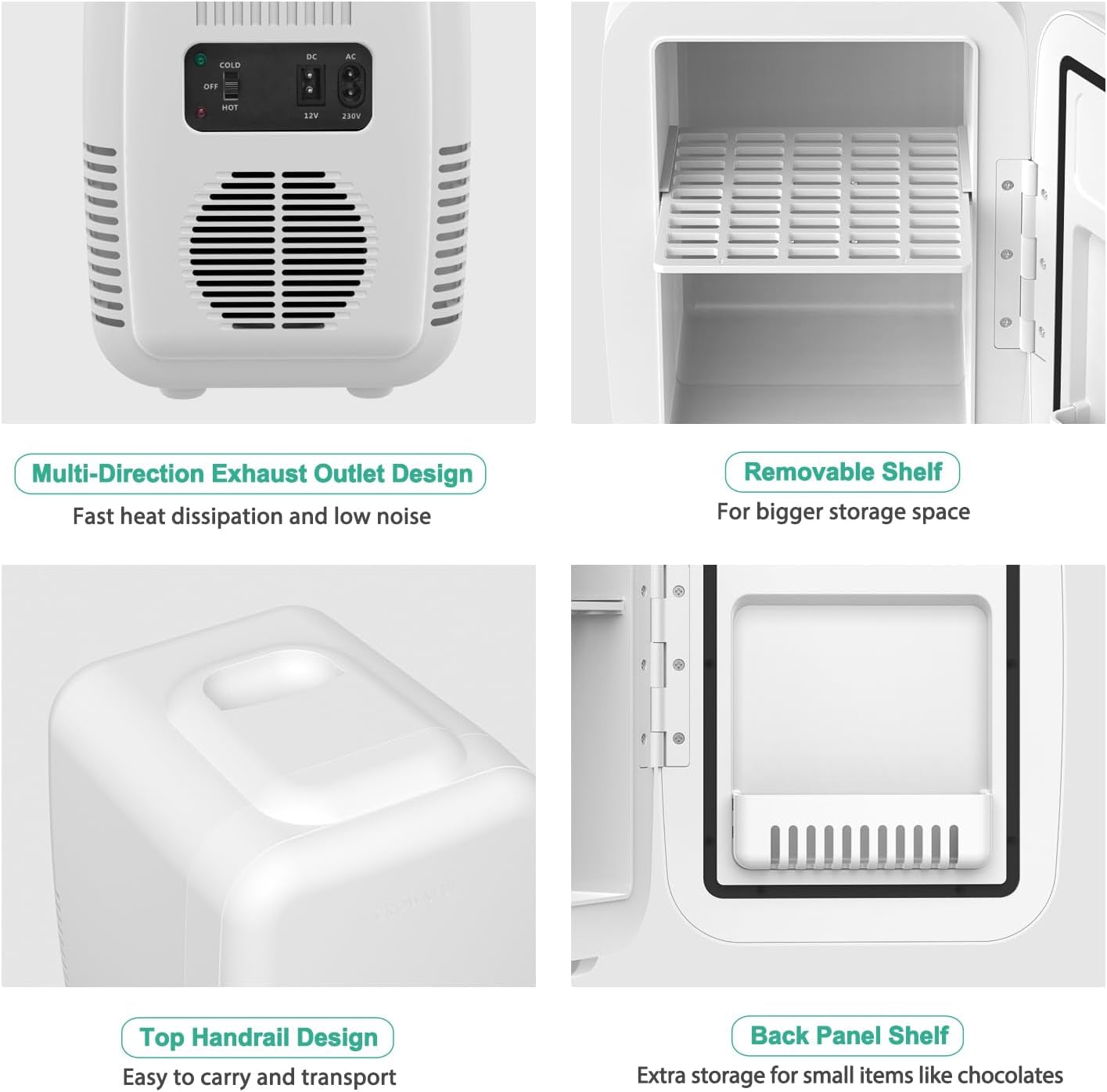 4-Liter Portable Skincare Mini Fridge - White Beauty Cooling & Warming Fridge