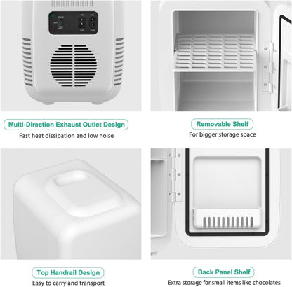 4-Liter Portable Skincare Mini Fridge - White Beauty Cooling & Warming Fridge