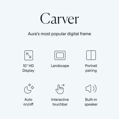 Carver 10.1" HD Digital Picture Frame - The Ultimate Gift for Memories with Easy WiFi Setup and Unlimited Storage