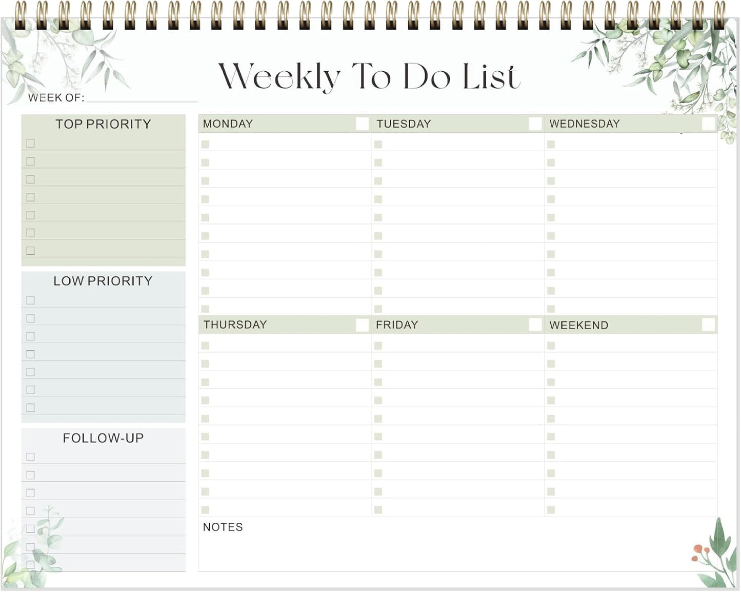 Elevate Your Organization with Our Stylish Weekly To Do List Notepad - 52 Undated Sheets (8.5'' x 11'') for Home, School, and Work in Elegant Pink