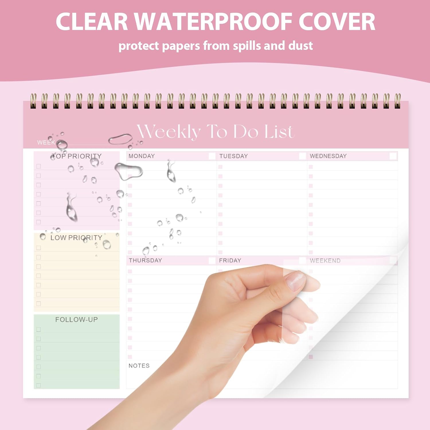 Elevate Your Organization with Our Stylish Weekly To Do List Notepad - 52 Undated Sheets (8.5'' x 11'') for Home, School, and Work in Elegant Pink