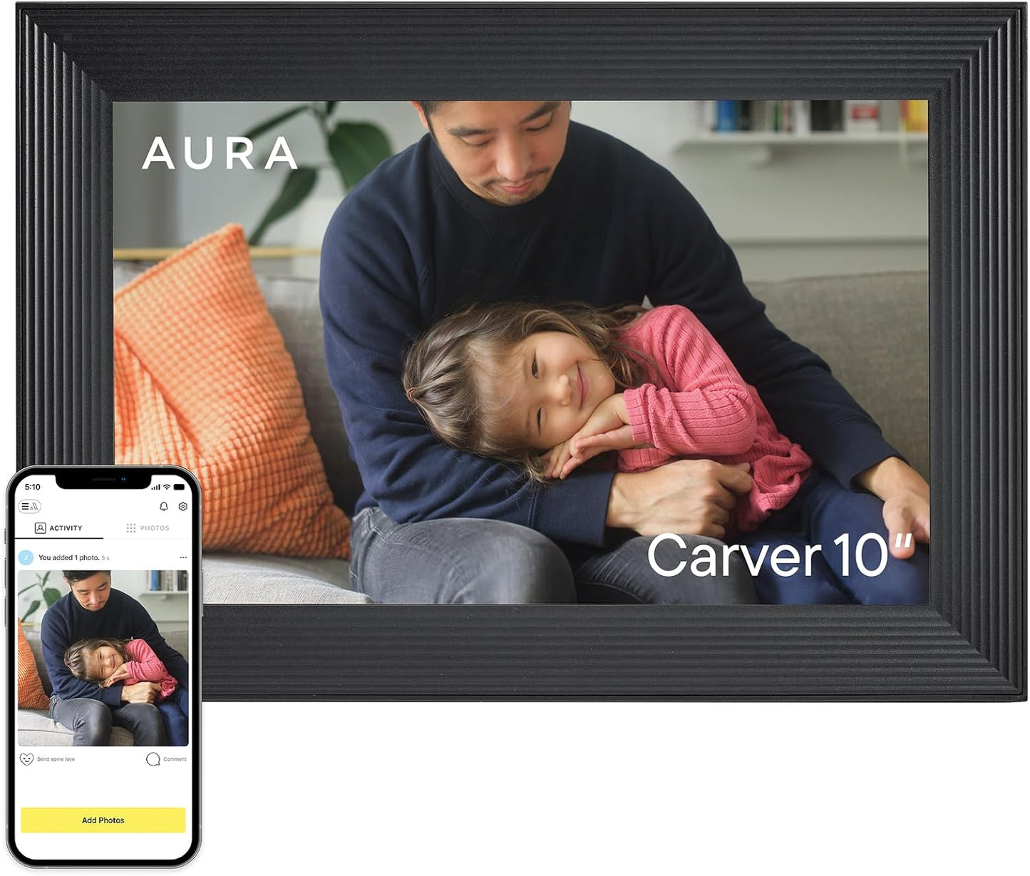 Carver 10.1" HD Digital Picture Frame - The Ultimate Gift for Memories with Easy WiFi Setup and Unlimited Storage