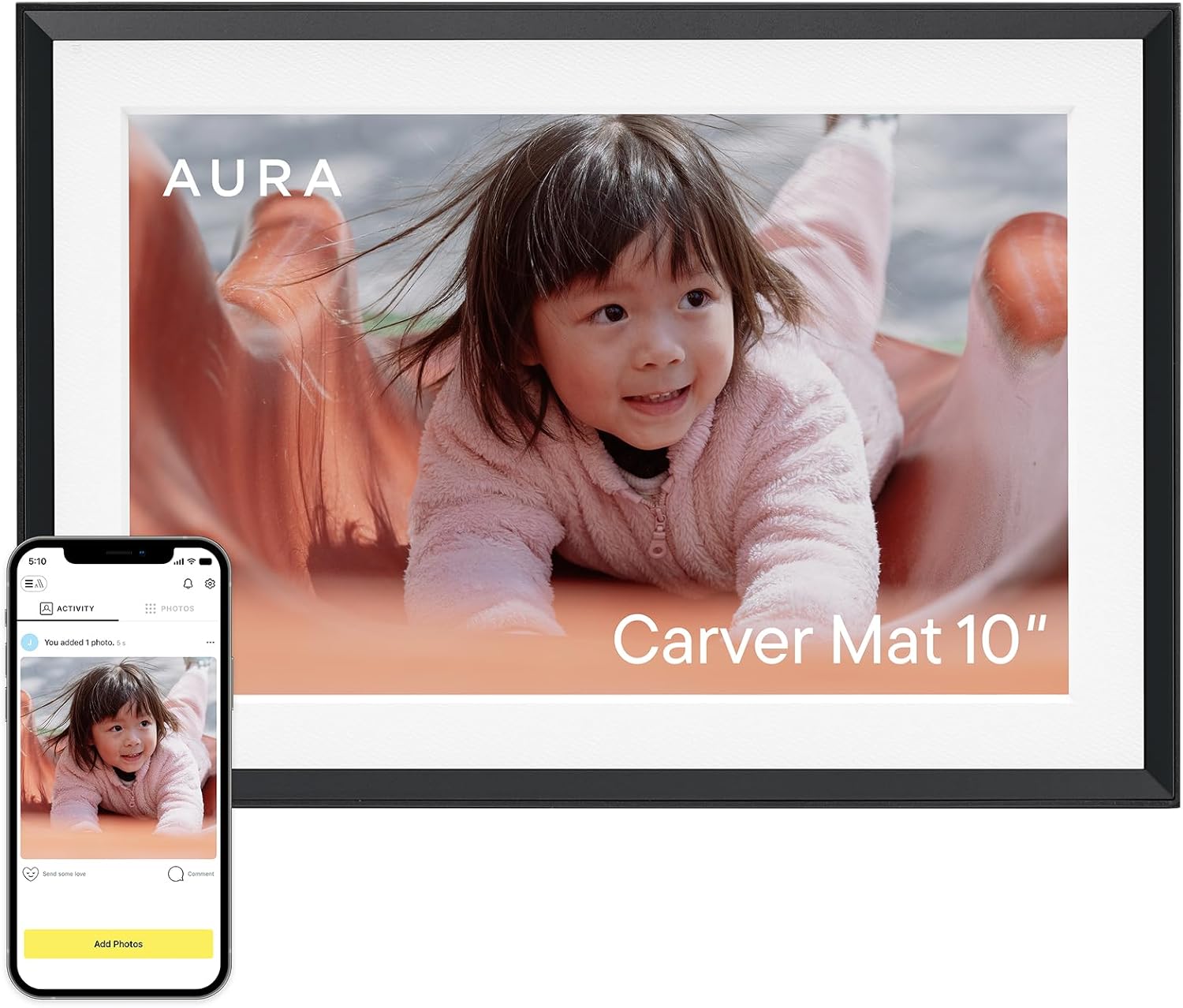 Carver 10.1" HD Digital Picture Frame - The Ultimate Gift for Memories with Easy WiFi Setup and Unlimited Storage