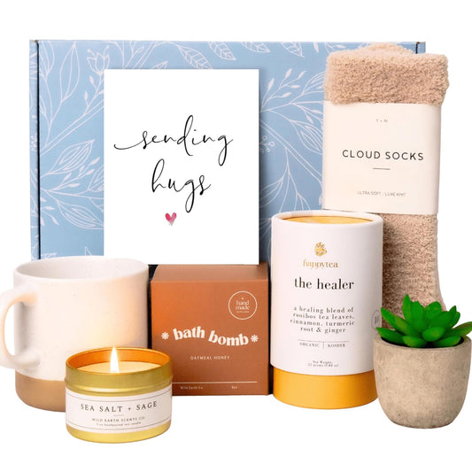 Indulge in Relaxation with the Unboxme Luxe Self Care Gift Box for Women | Thoughtful Premium Care Package Featuring a Sending Hugs Card | Ultimate Spa Basket for Wellness and Comfort
