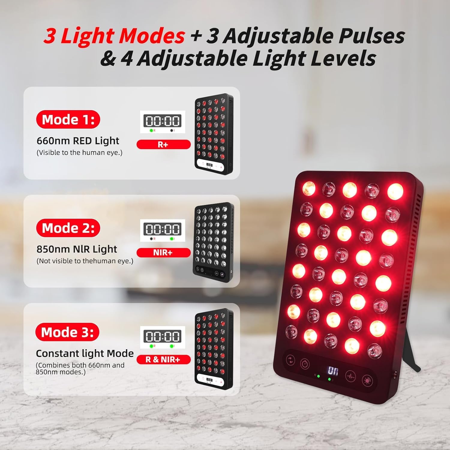 High-Power 200W Red Light Therapy Panel for Pain Relief & Skin Care - Dual 660Nm & 850Nm Infrared - Reduce Inflammation, Enhance Sleep, Built-in Timer