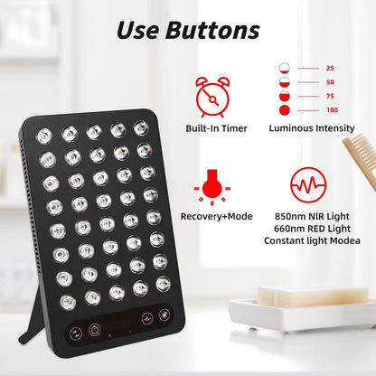 High-Power 200W Red Light Therapy Panel for Pain Relief & Skin Care - Dual 660Nm & 850Nm Infrared - Reduce Inflammation, Enhance Sleep, Built-in Timer
