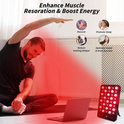 High-Power 200W Red Light Therapy Panel for Pain Relief & Skin Care - Dual 660Nm & 850Nm Infrared - Reduce Inflammation, Enhance Sleep, Built-in Timer
