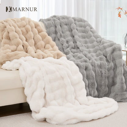 Indulge in Comfort with the MARNUR Electric Heated Throw Blanket - 50" x 60", Plush Faux Fur, 6 Adjustable Heat Levels & 4-Hour Timer in Elegant Gray